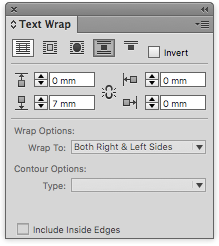 The text wrap options
