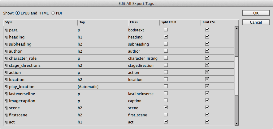 Editing all export tags in one place