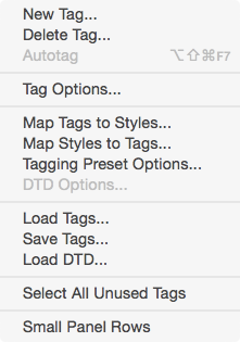 Here we see the option to to load tags or load a DTD.