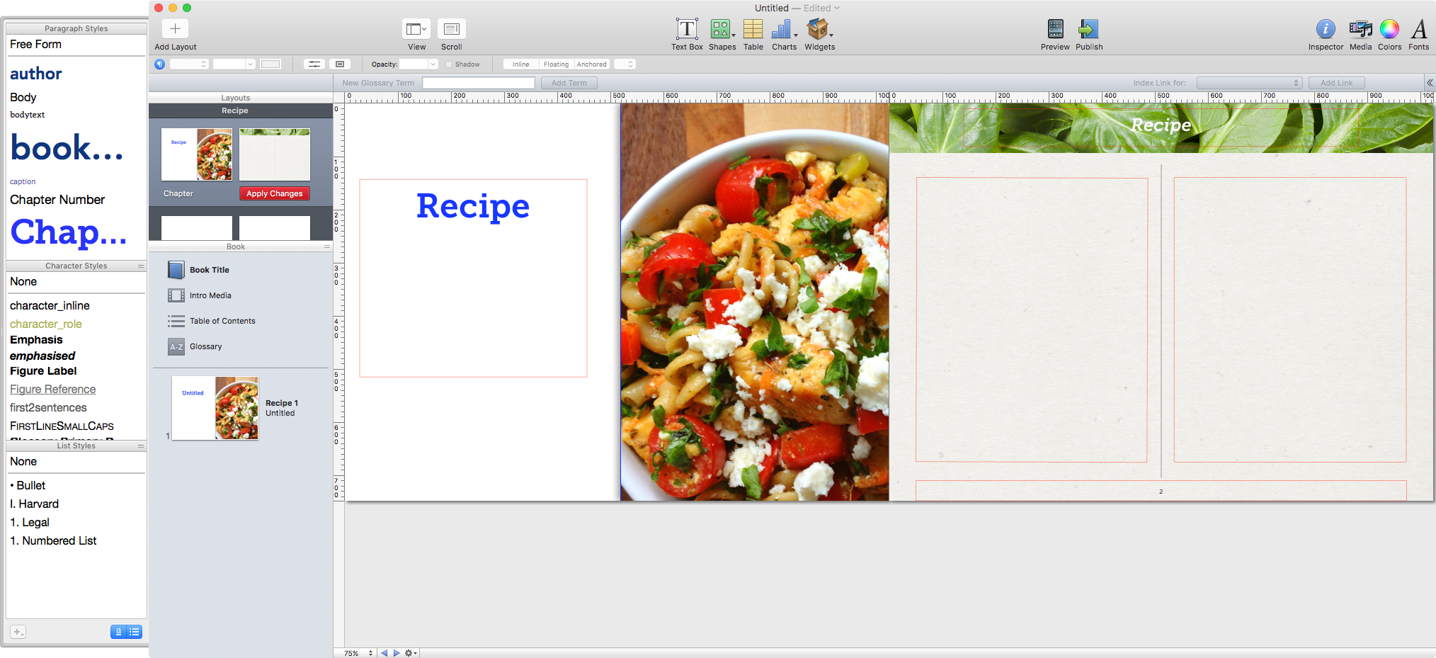 The image here shows that the name of `Chapter` has been changed to `Recipe`.